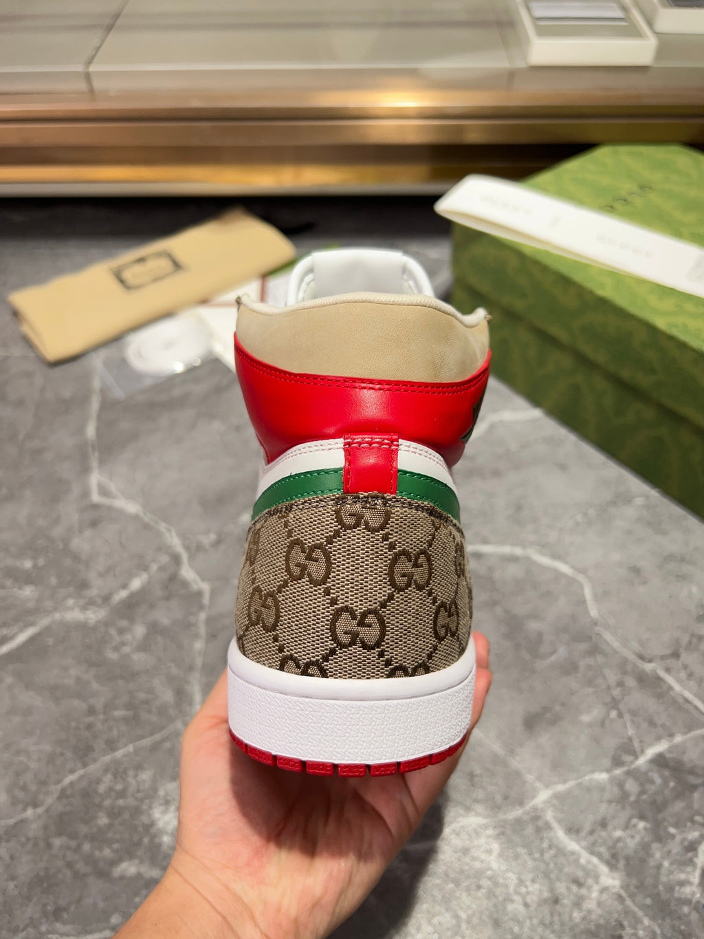 Gucci x Nike Air Jordan 1 - GG Canvas White Red Green High-Top