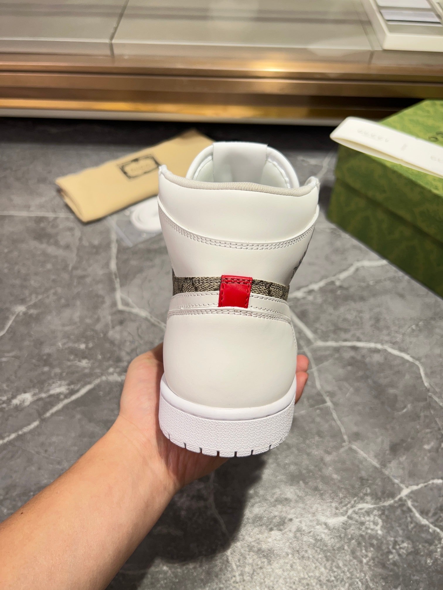 Gucci x Nike Air Jordan 1 - White GG Canvas High-Top Sneakers