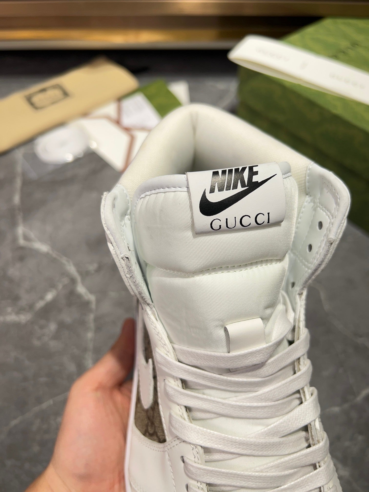 Gucci x Nike Air Jordan 1 - White GG Canvas High-Top Sneakers