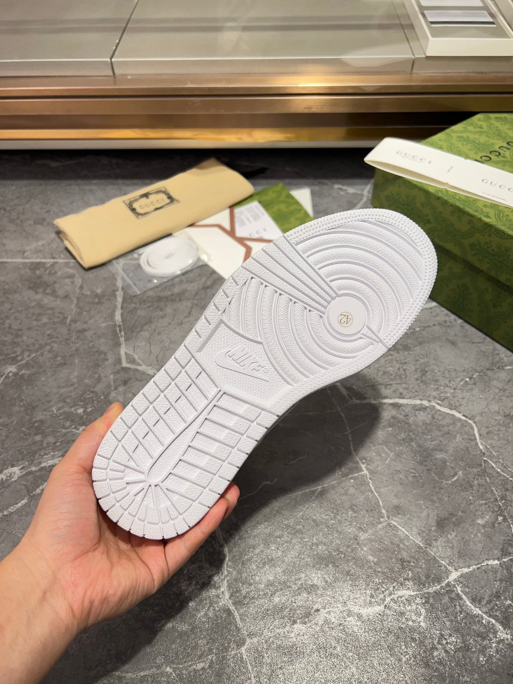 Gucci x Nike Air Jordan 1 - White GG Canvas High-Top Sneakers