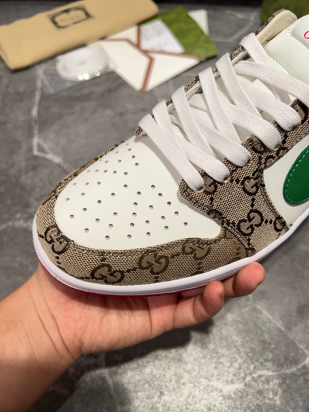 Gucci x Nike Dunk Low - GG Canvas White Green Red Low-Top