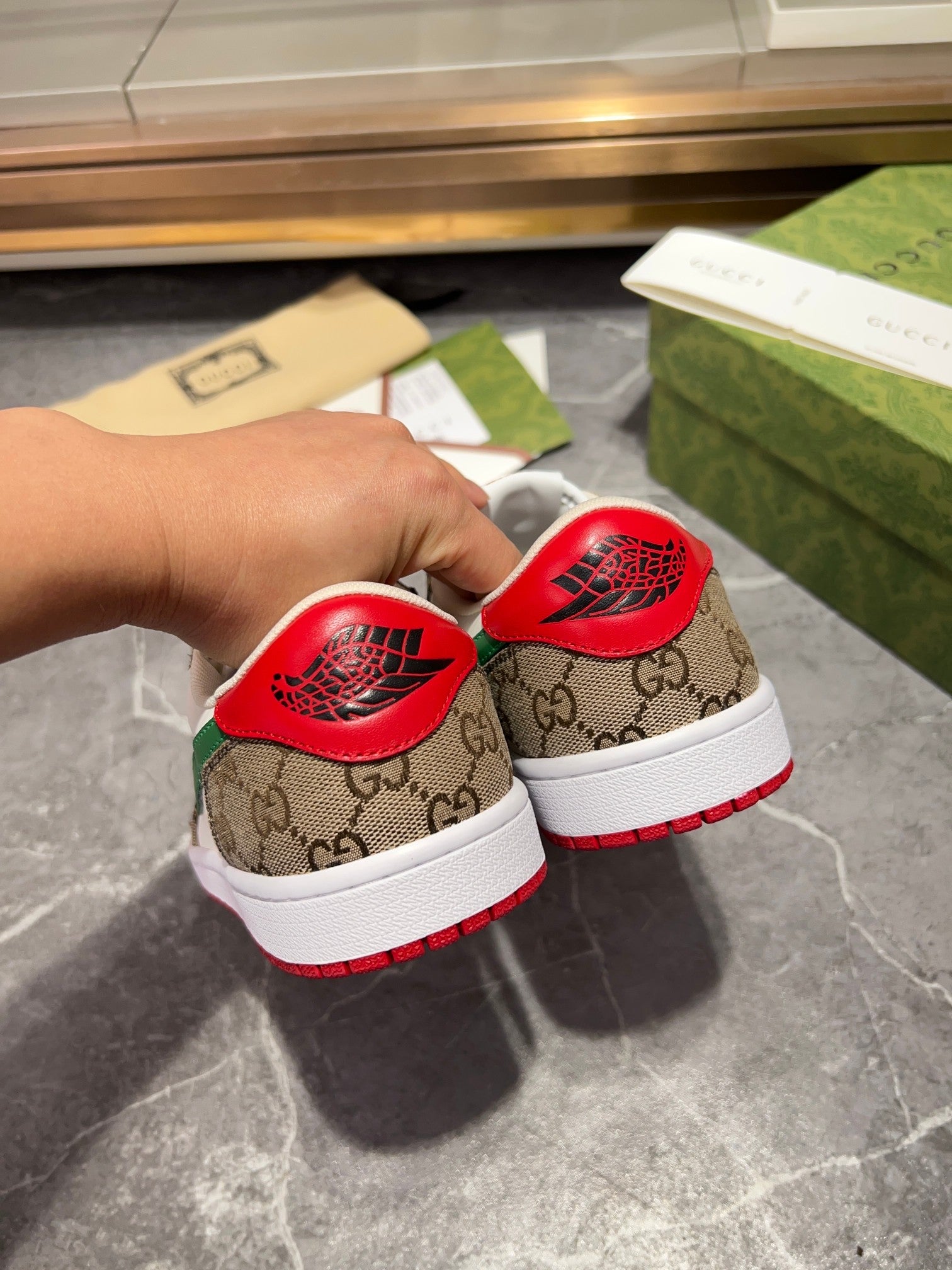 Gucci x Nike Dunk Low - GG Canvas White Green Red Low-Top