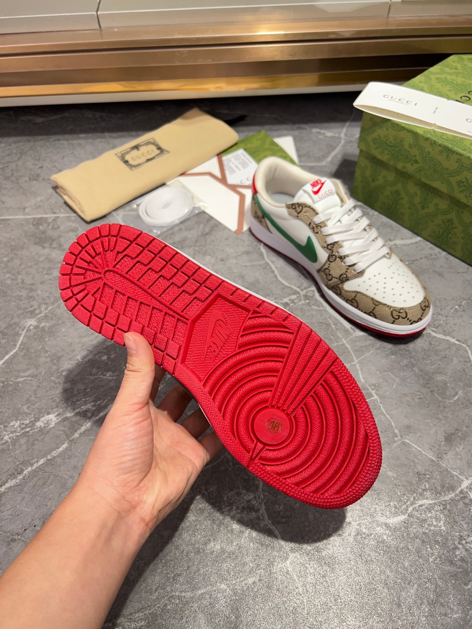 Gucci x Nike Dunk Low - GG Canvas White Green Red Low-Top