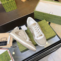 Gucci GG Interlocking Sneakers - Beige White Mesh Low-Top