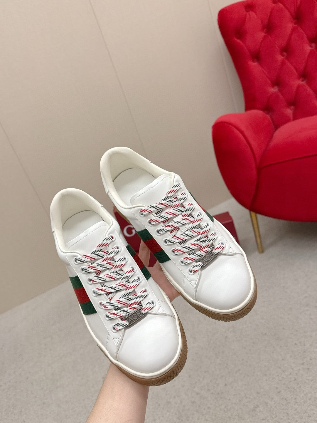 Gucci Ace Leather Sneakers White Male