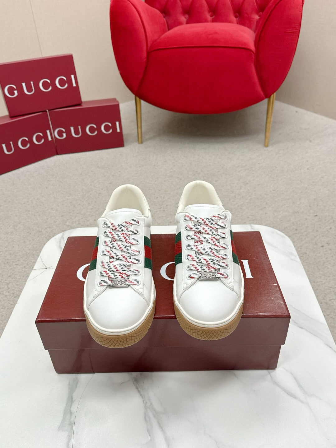Gucci Ace Leather Sneakers White Male