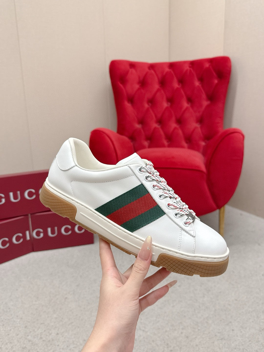 Gucci Ace Leather Sneakers White Male