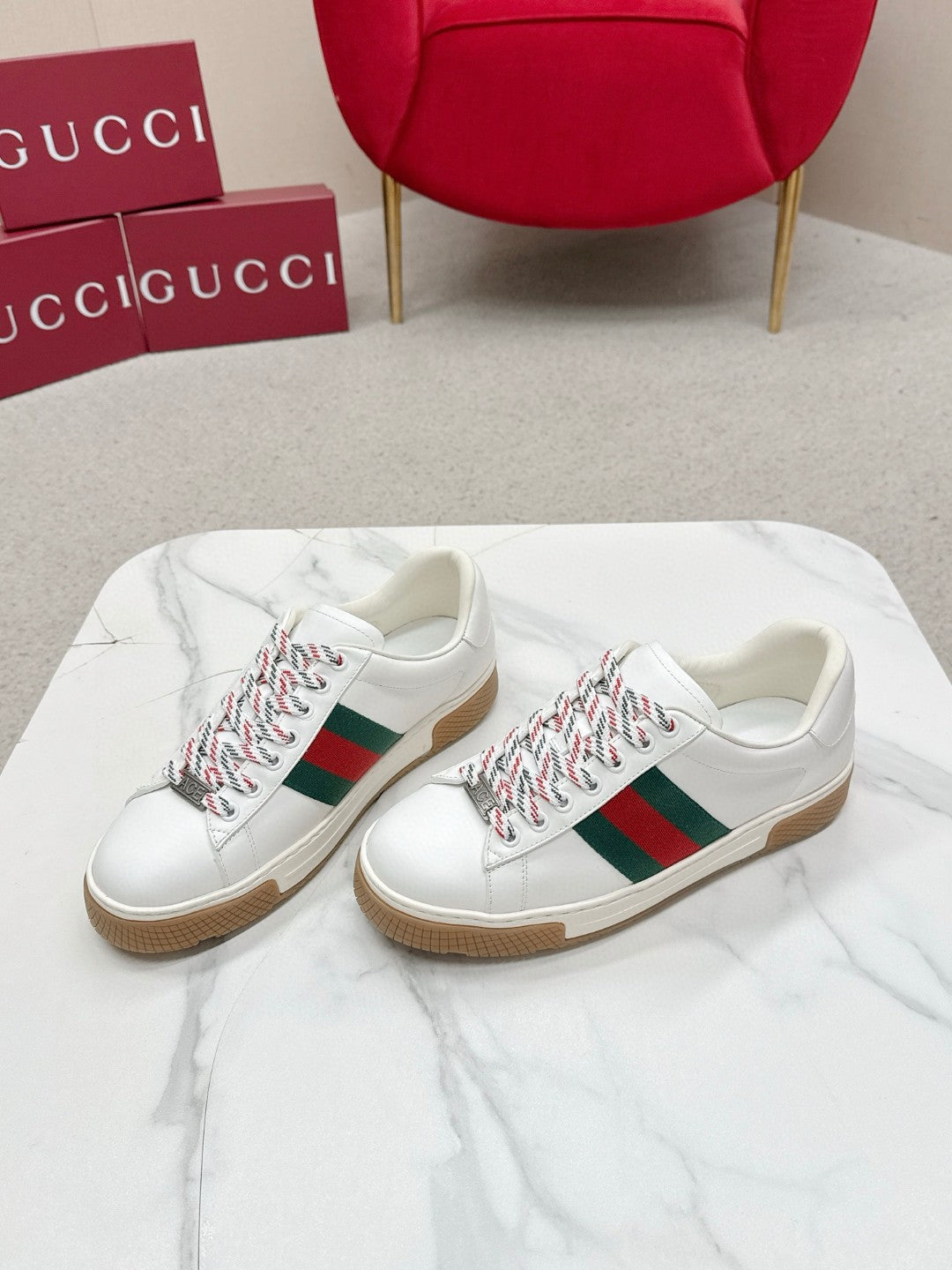 Gucci Ace Leather Sneakers White Male