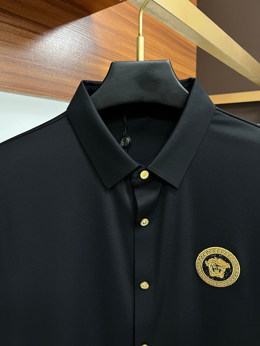 Versace Black Medusa Logo Dress Shirt