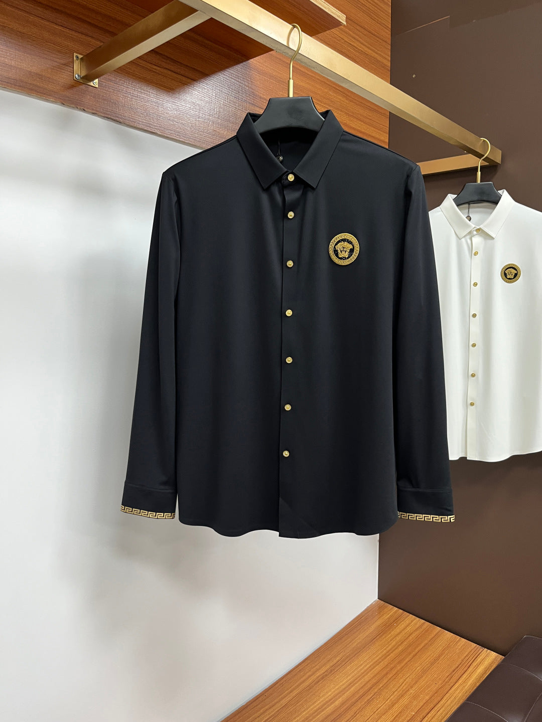 Versace Black Medusa Logo Dress Shirt