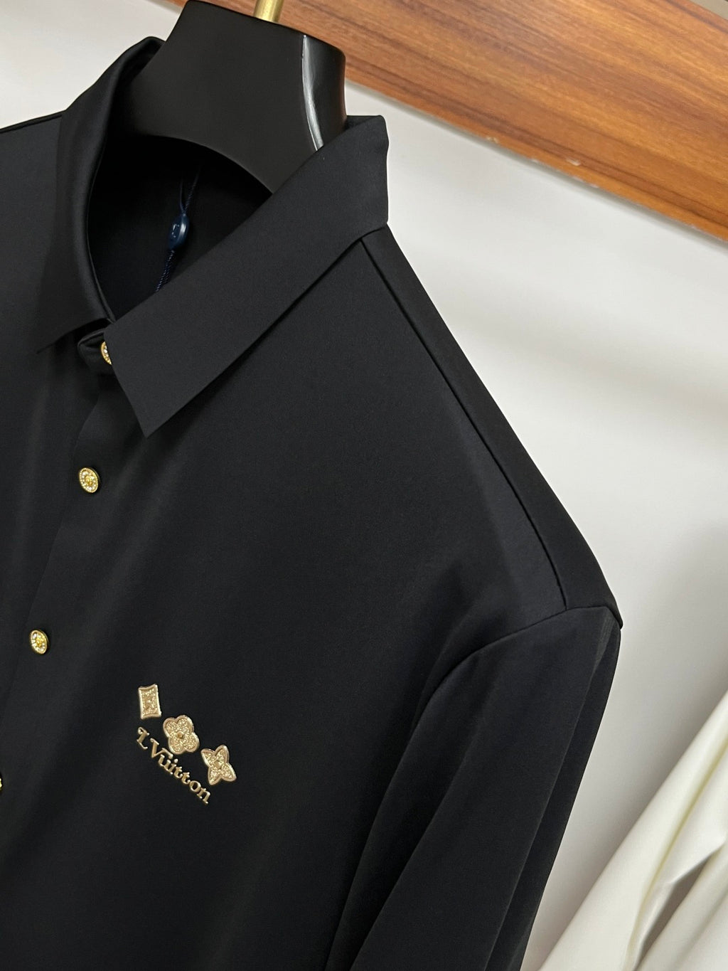 Louis Vuitton Black Monogram Embroidered Dress Shirt
