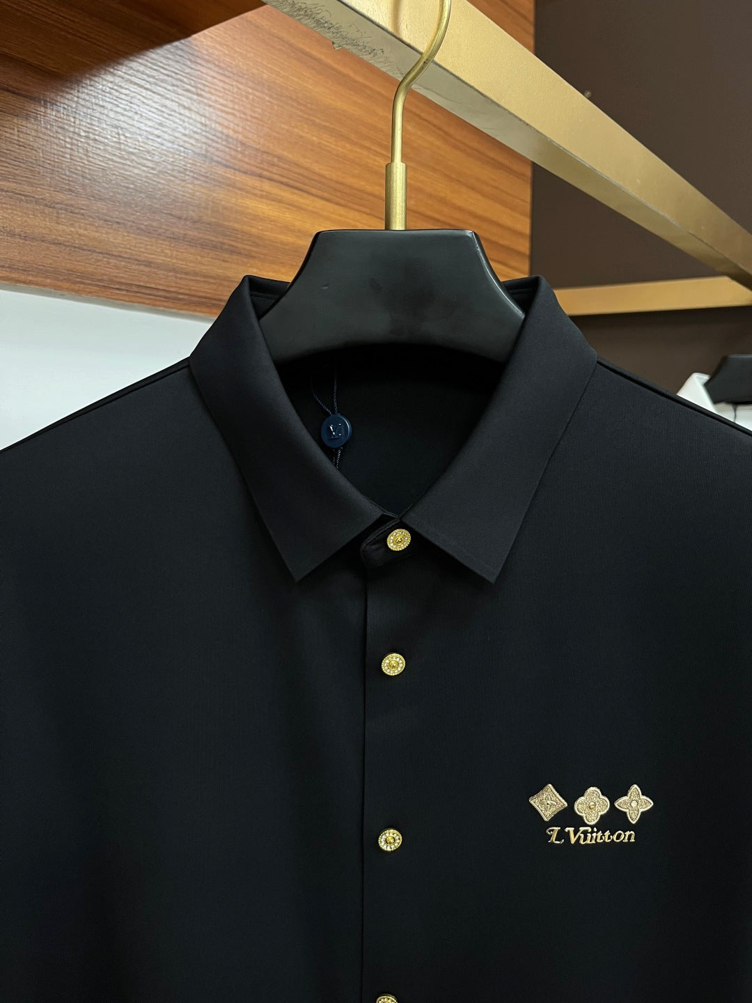 Louis Vuitton Black Monogram Embroidered Dress Shirt