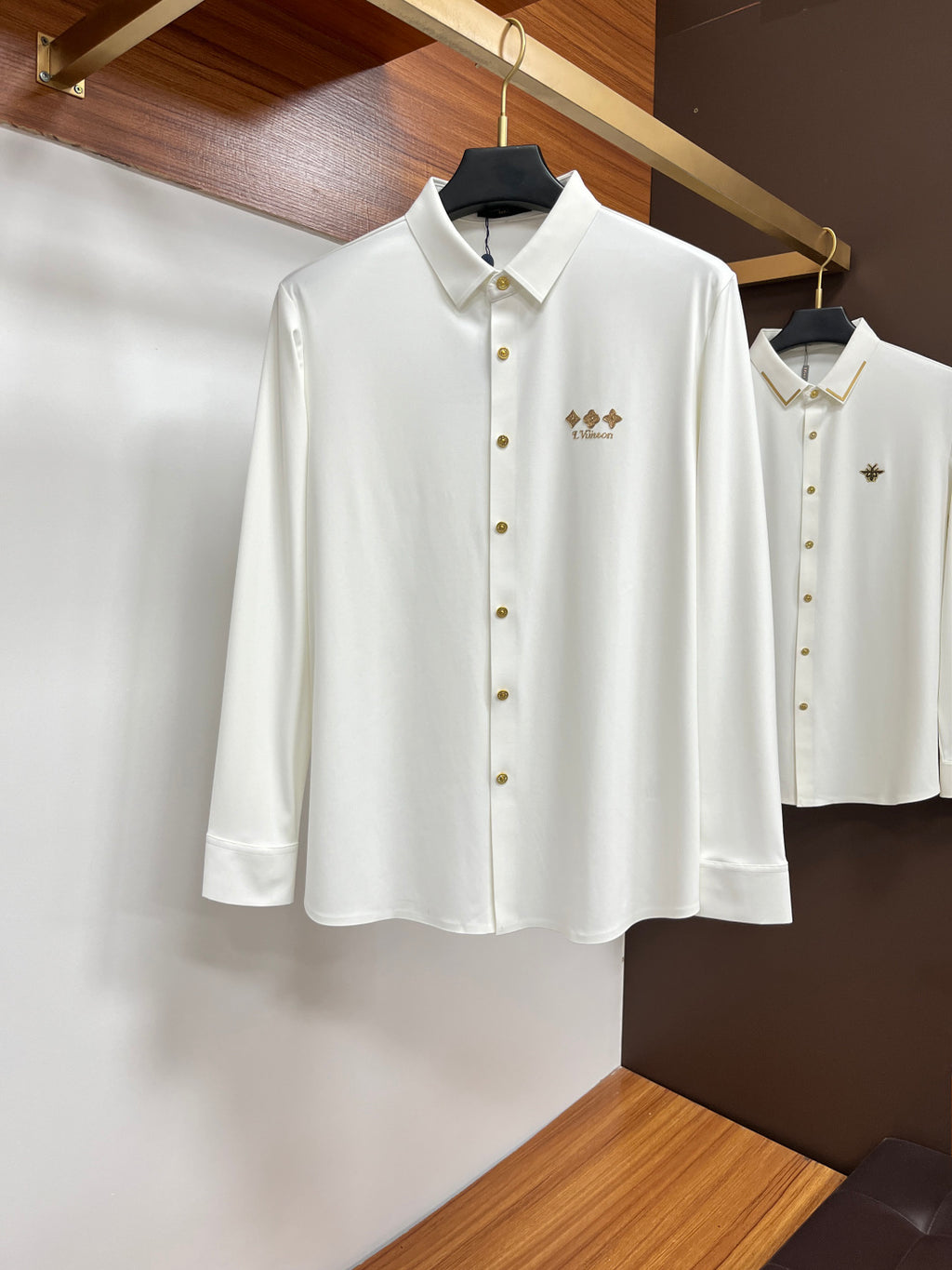 Louis Vuitton Black Monogram Embroidered Dress Shirt