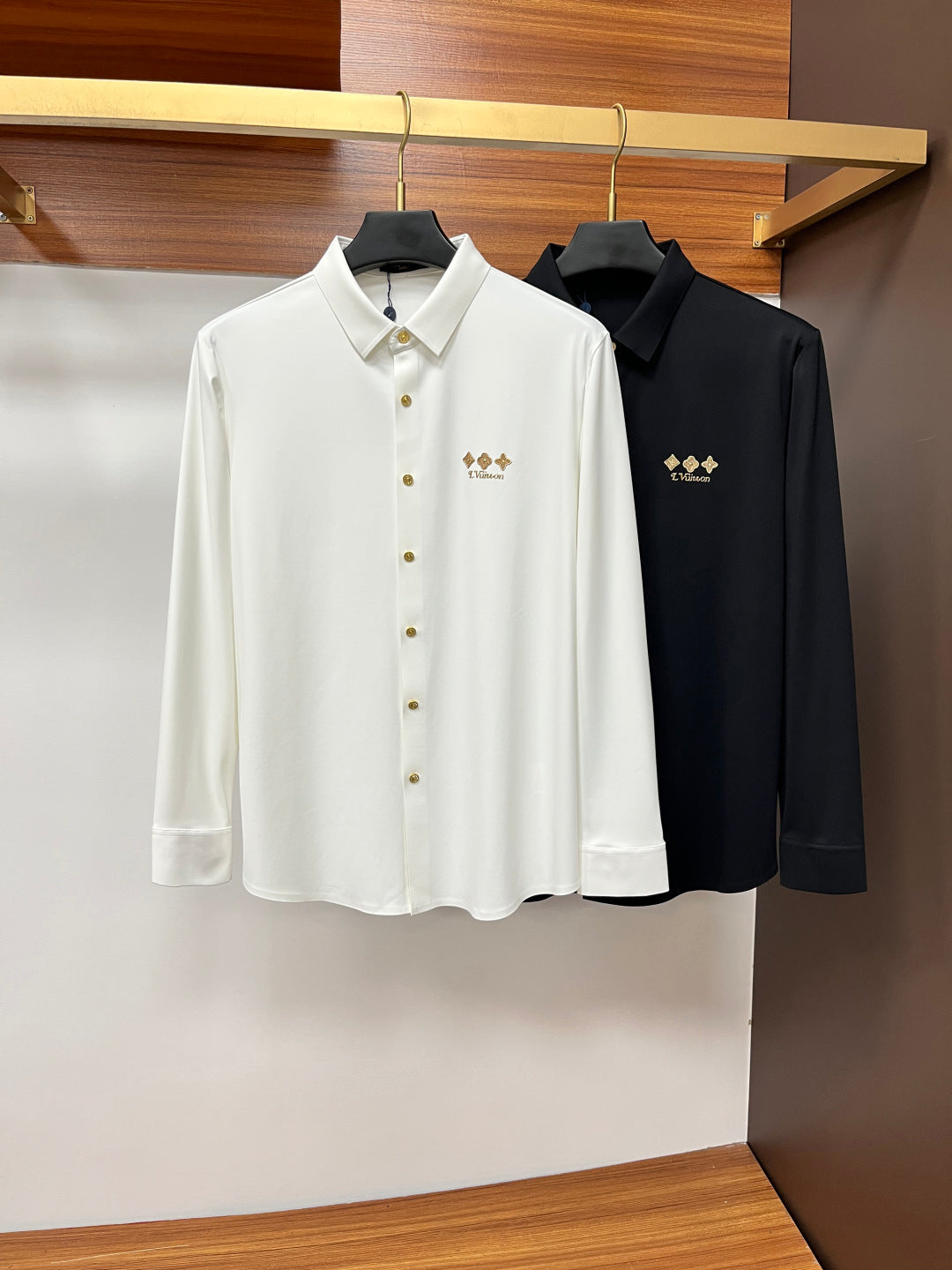 Louis Vuitton Black Monogram Embroidered Dress Shirt