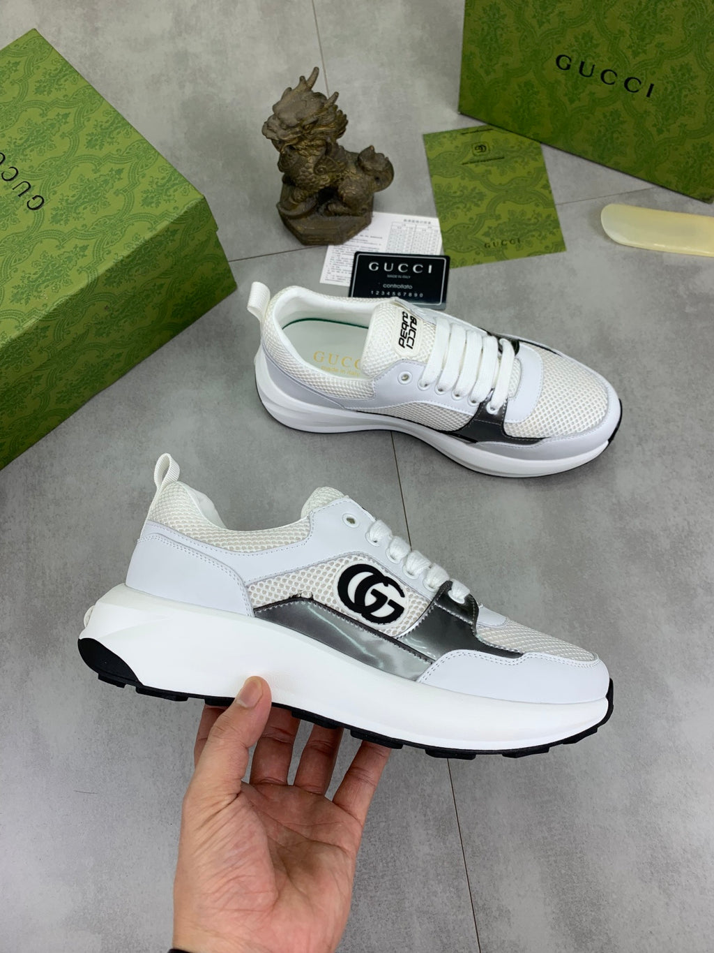 Gucci GG Logo White Leather Sneakers