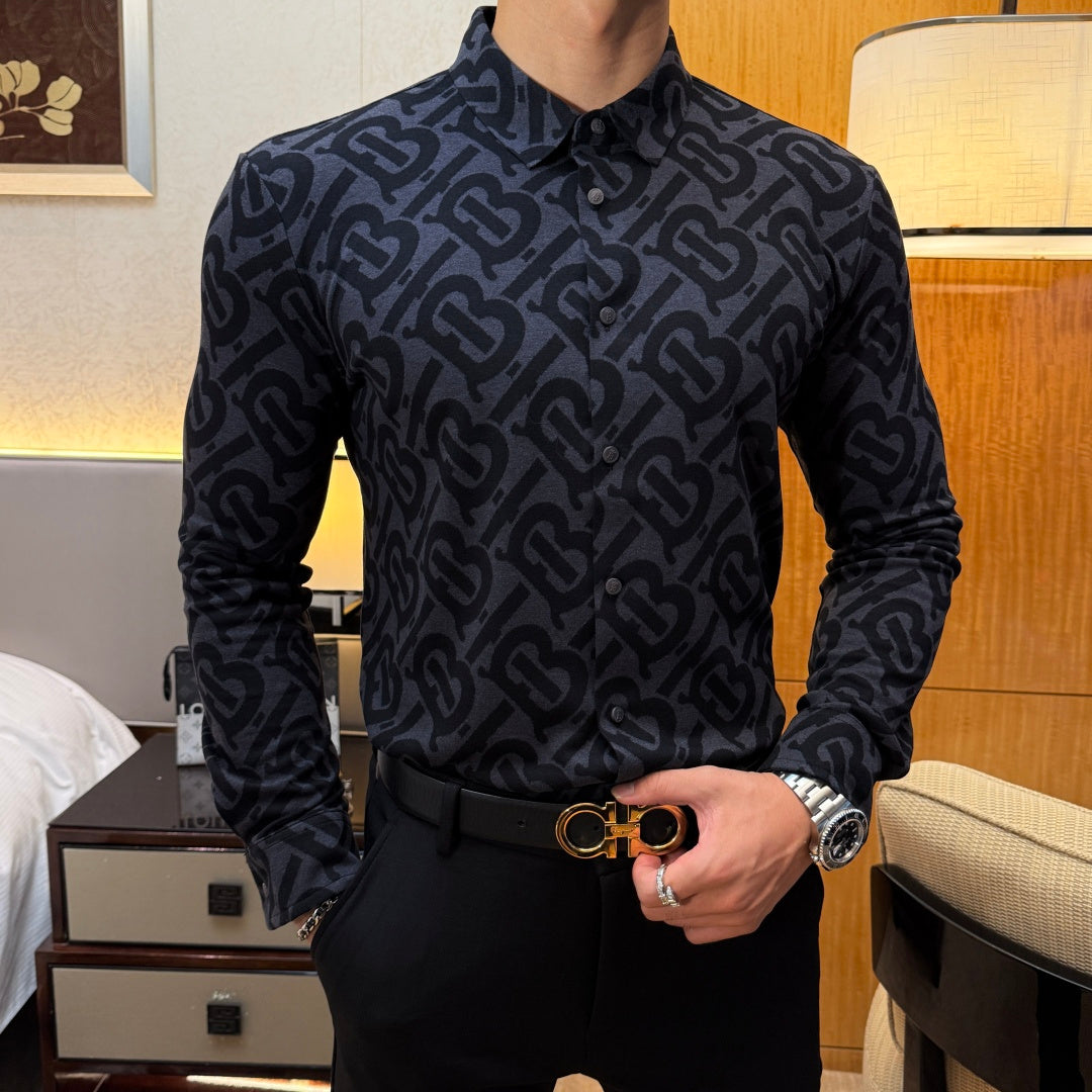 Burberry Black TB Monogram Dress Shirt