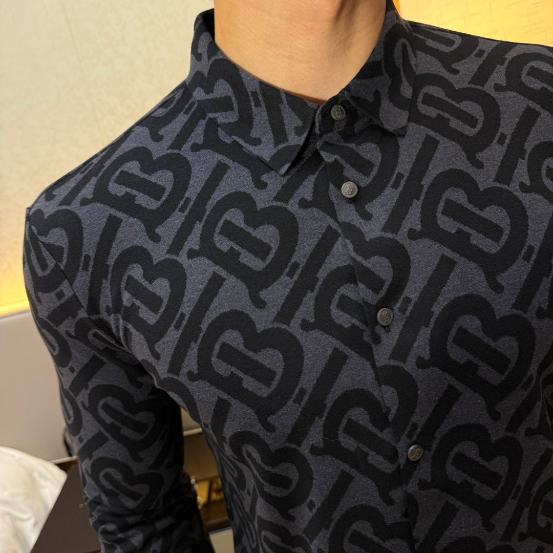 Burberry Black TB Monogram Dress Shirt