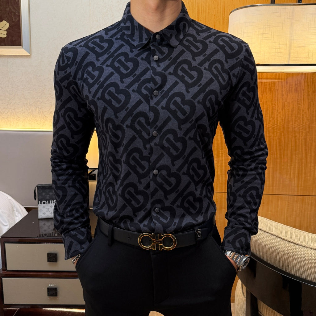 Burberry Black TB Monogram Dress Shirt