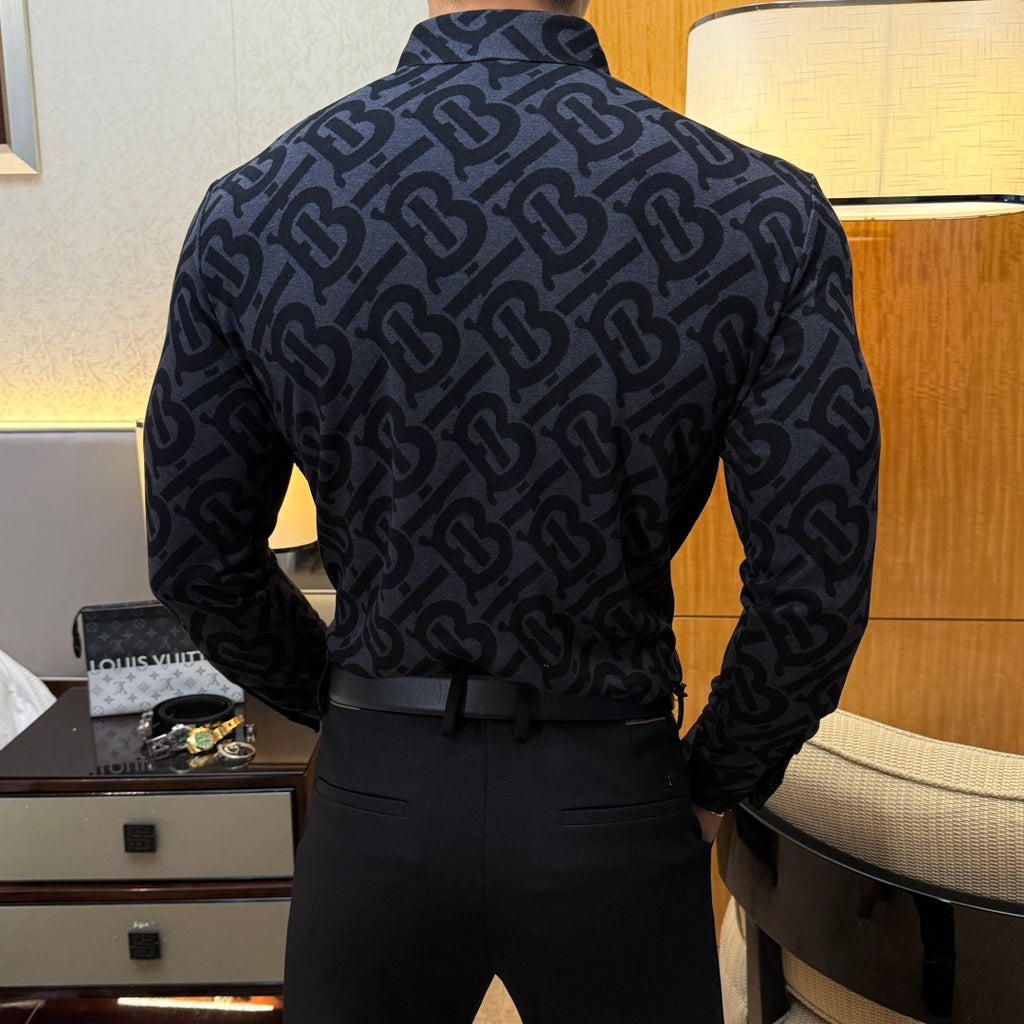 Burberry Black TB Monogram Dress Shirt