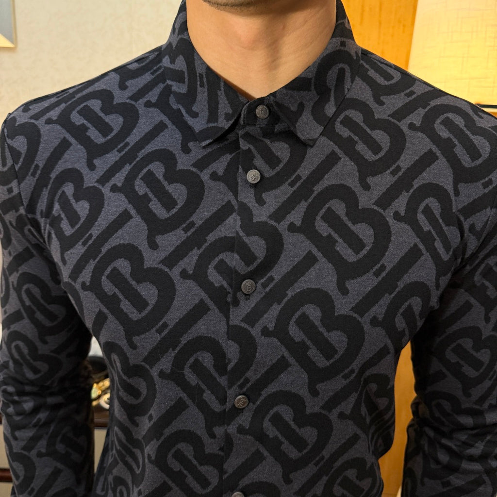 Burberry Black TB Monogram Dress Shirt