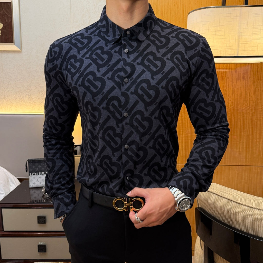 Burberry Black TB Monogram Dress Shirt