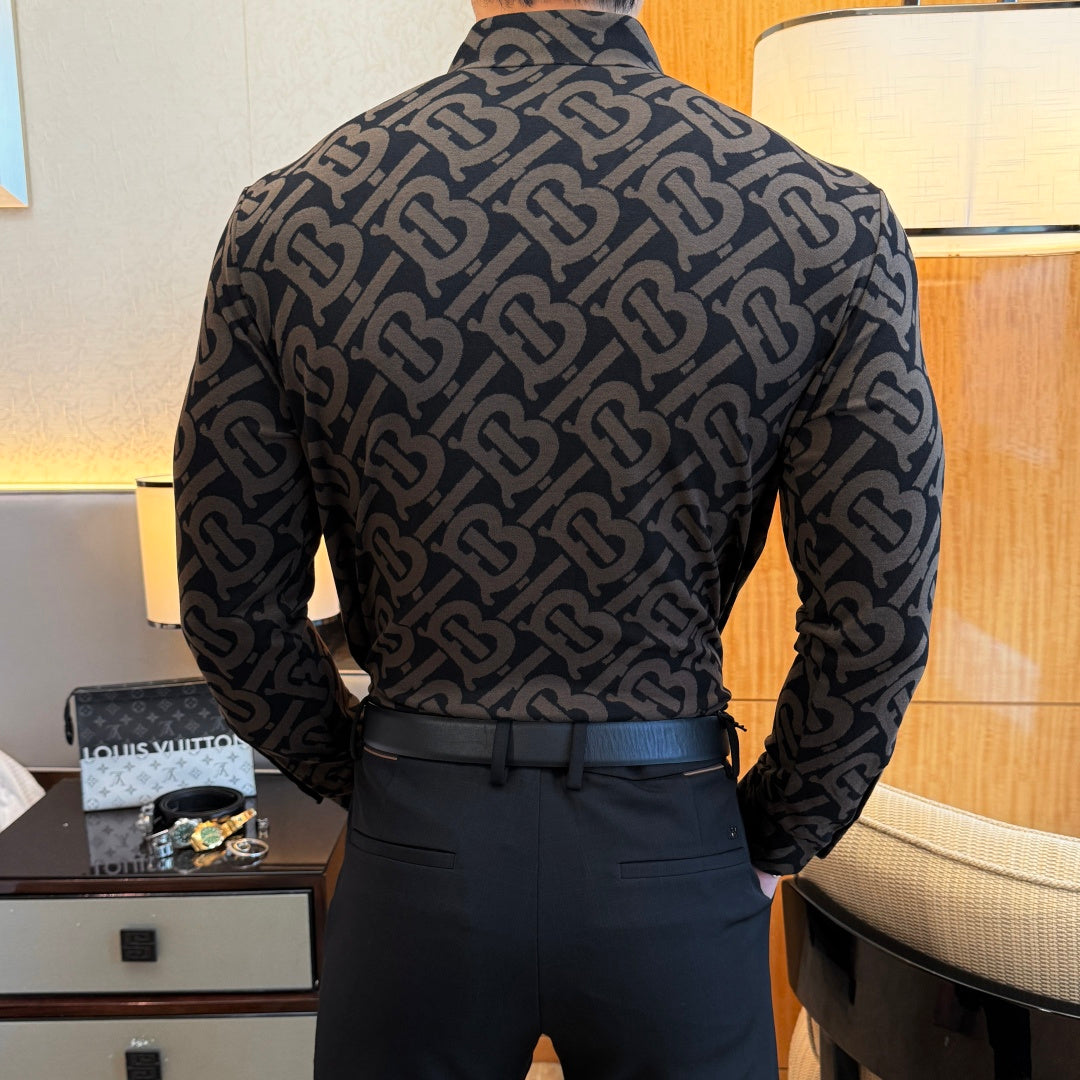 Burberry Black TB Monogram Dress Shirt