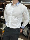 Dior Black Slim-Fit Shirt — Blue Monogram Collar