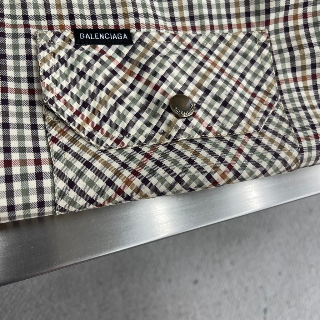 Balenciaga Gingham Check Zip Shirt Jacket