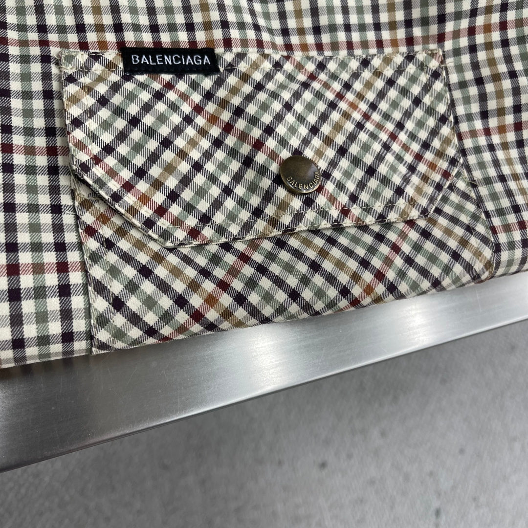 Balenciaga Gingham Check Zip Shirt Jacket