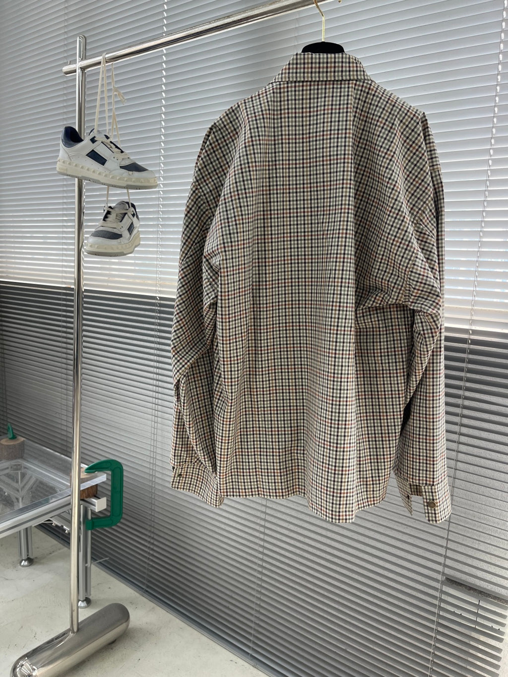 Balenciaga Gingham Check Zip Shirt Jacket