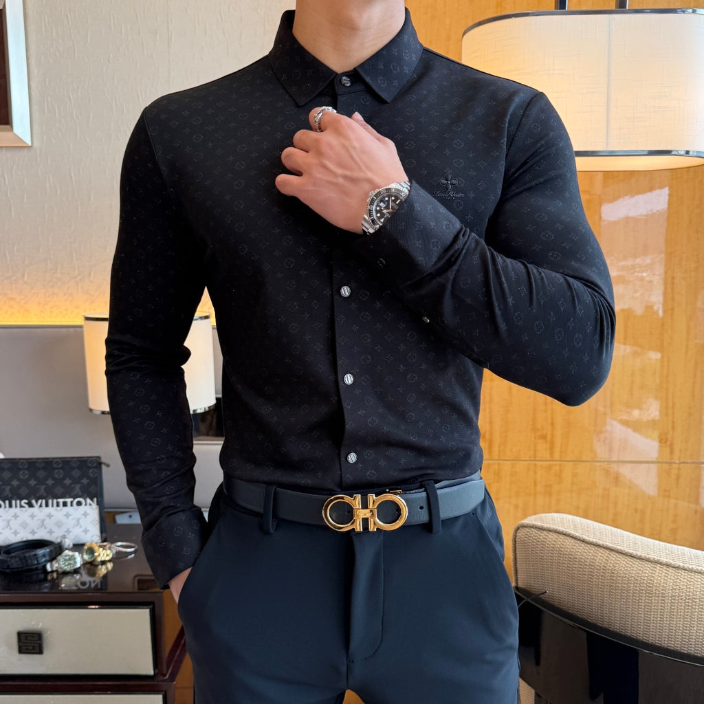 Burberry Grey Blue Check Dress Shirt