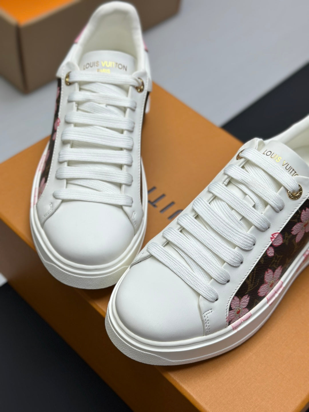 Louis Vuitton Time Out Sneaker - White/Pink Cherry Blossom