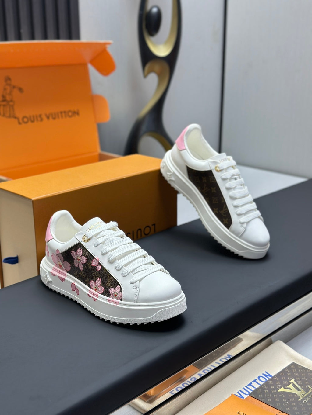 Louis Vuitton Time Out Sneaker - White/Pink Cherry Blossom