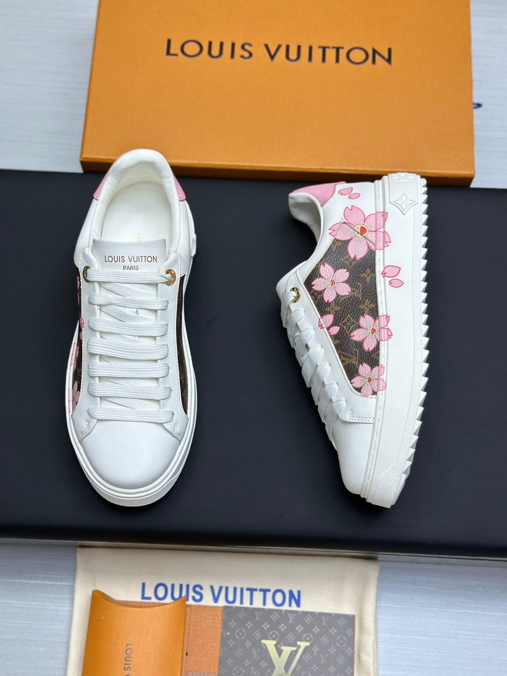 Louis Vuitton Time Out Sneaker - White/Pink Cherry Blossom
