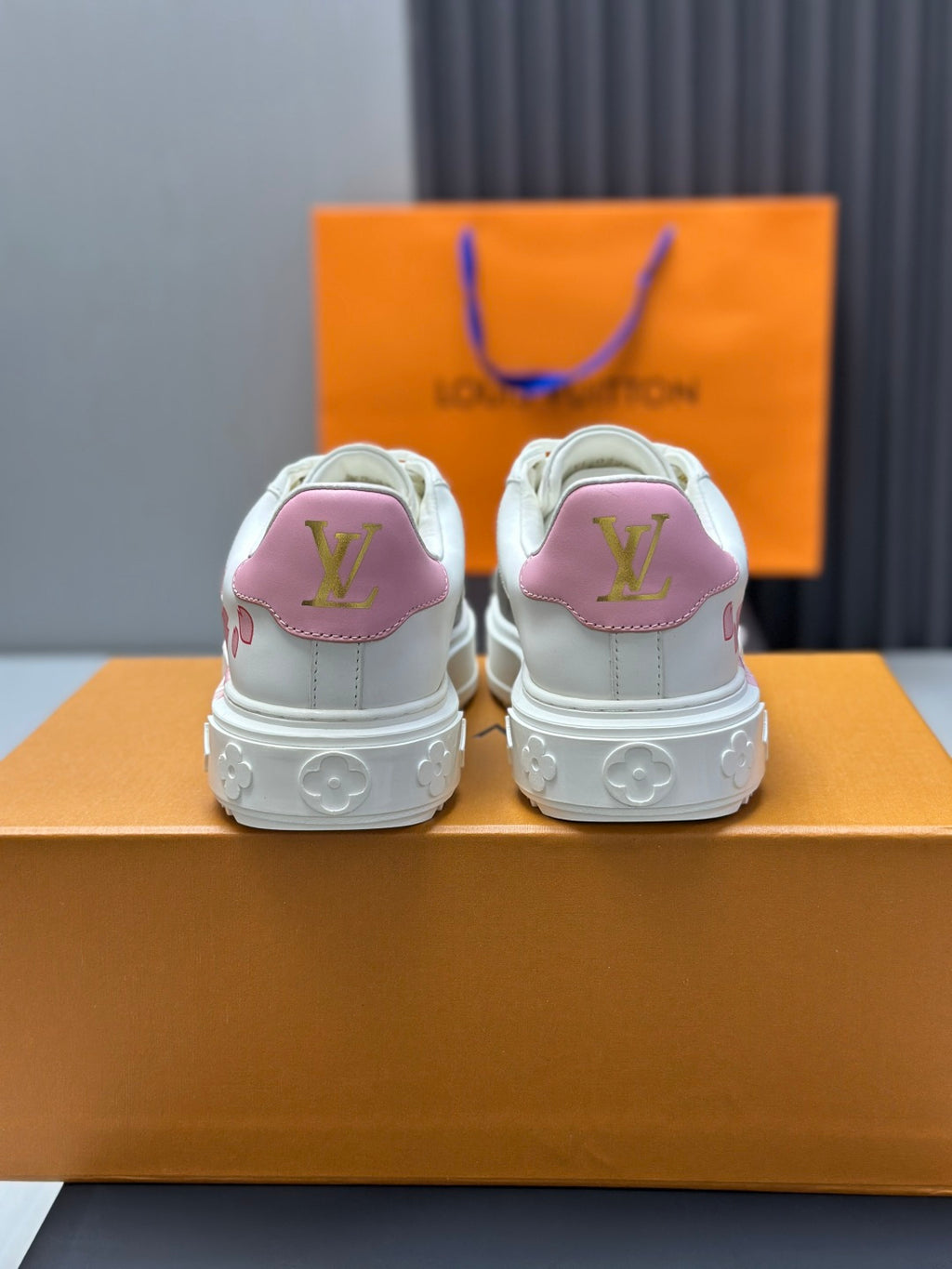 Louis Vuitton Time Out Sneaker - White/Pink Cherry Blossom