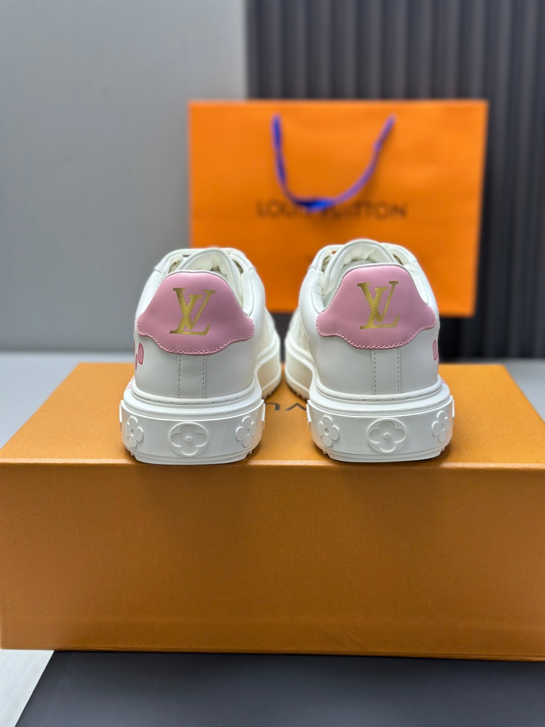 Louis Vuitton Time Out Sneaker - White/Pink Cherry Blossom