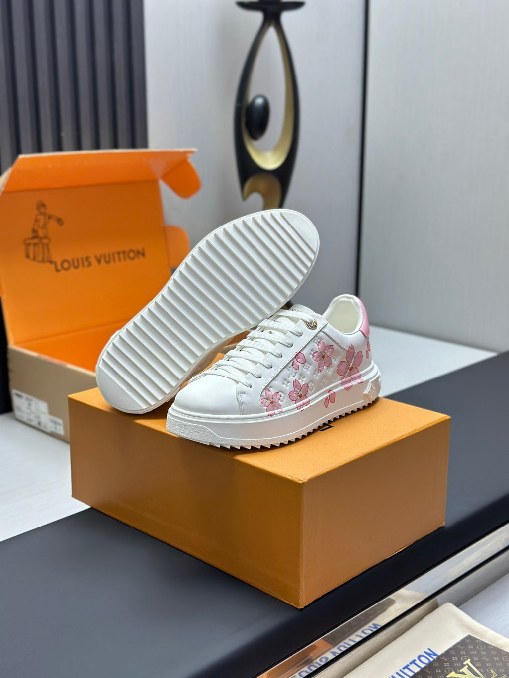 Louis Vuitton Time Out Sneaker - White/Pink Cherry Blossom