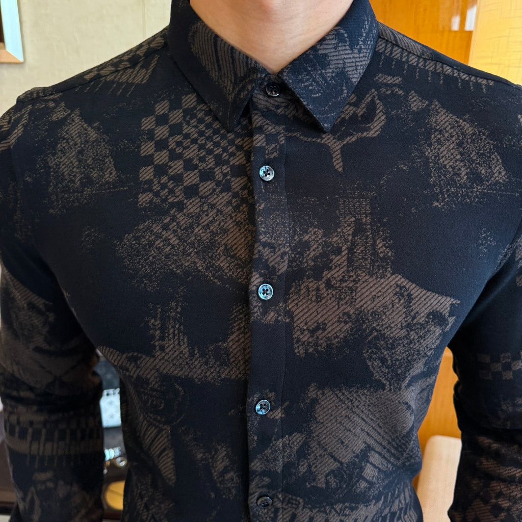 Louis Vuitton Black Jacquard Pattern Dress Shirt