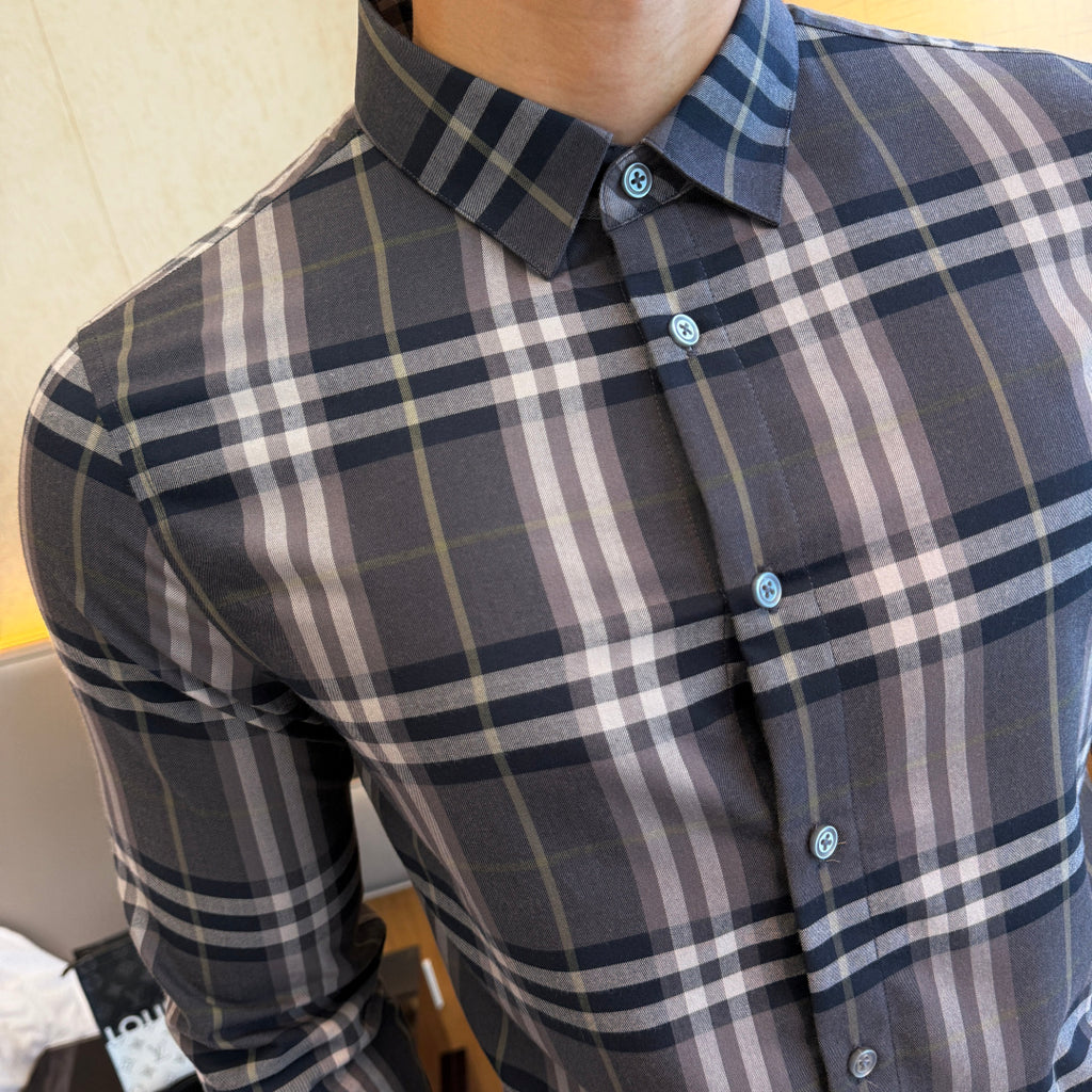 Burberry Charcoal Grey Check Dress Shirt