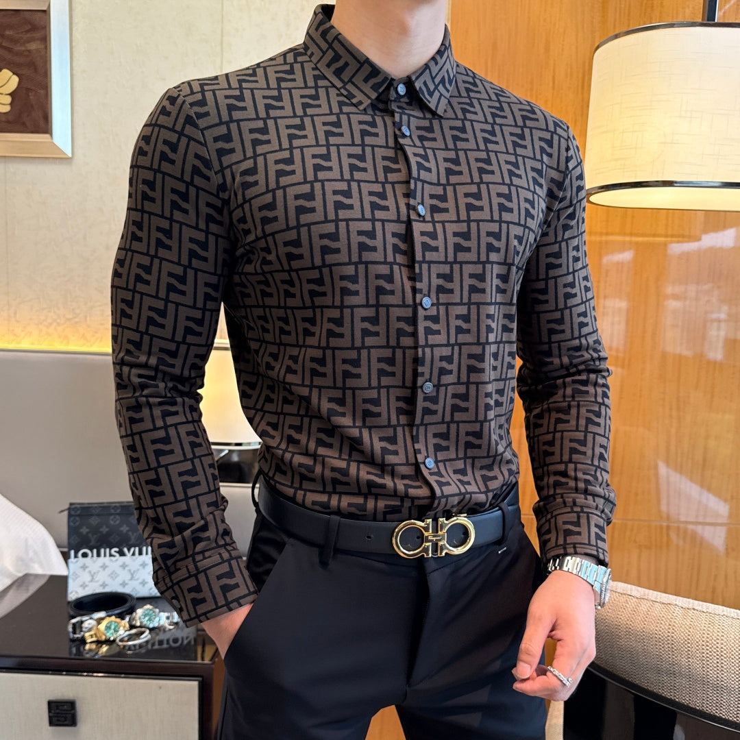 Fendi FF Monogram Pattern Dress Shirt