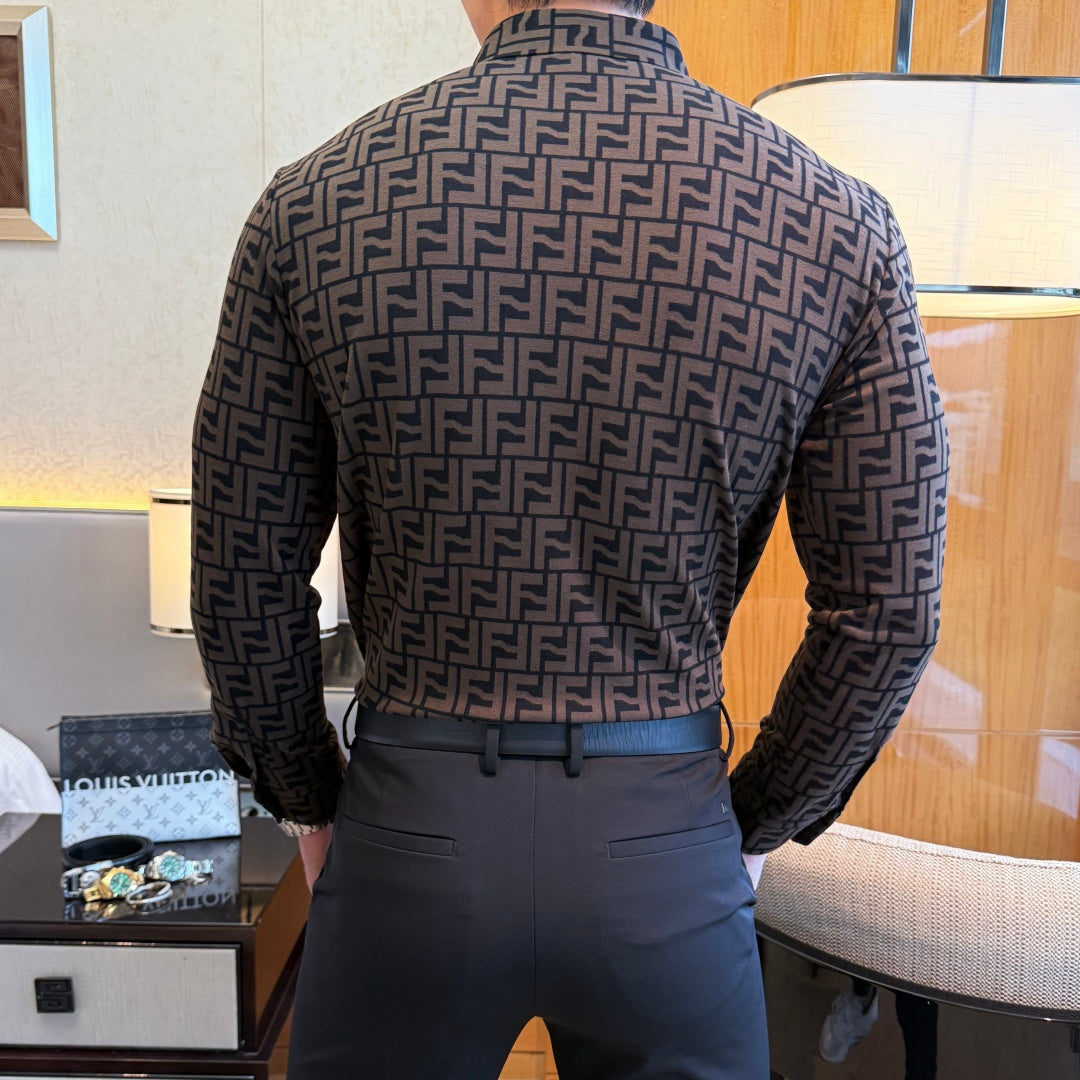 Fendi FF Monogram Pattern Dress Shirt