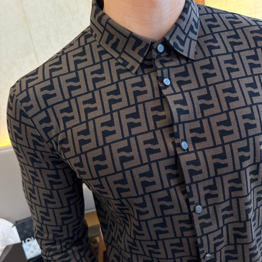 Fendi FF Monogram Pattern Dress Shirt