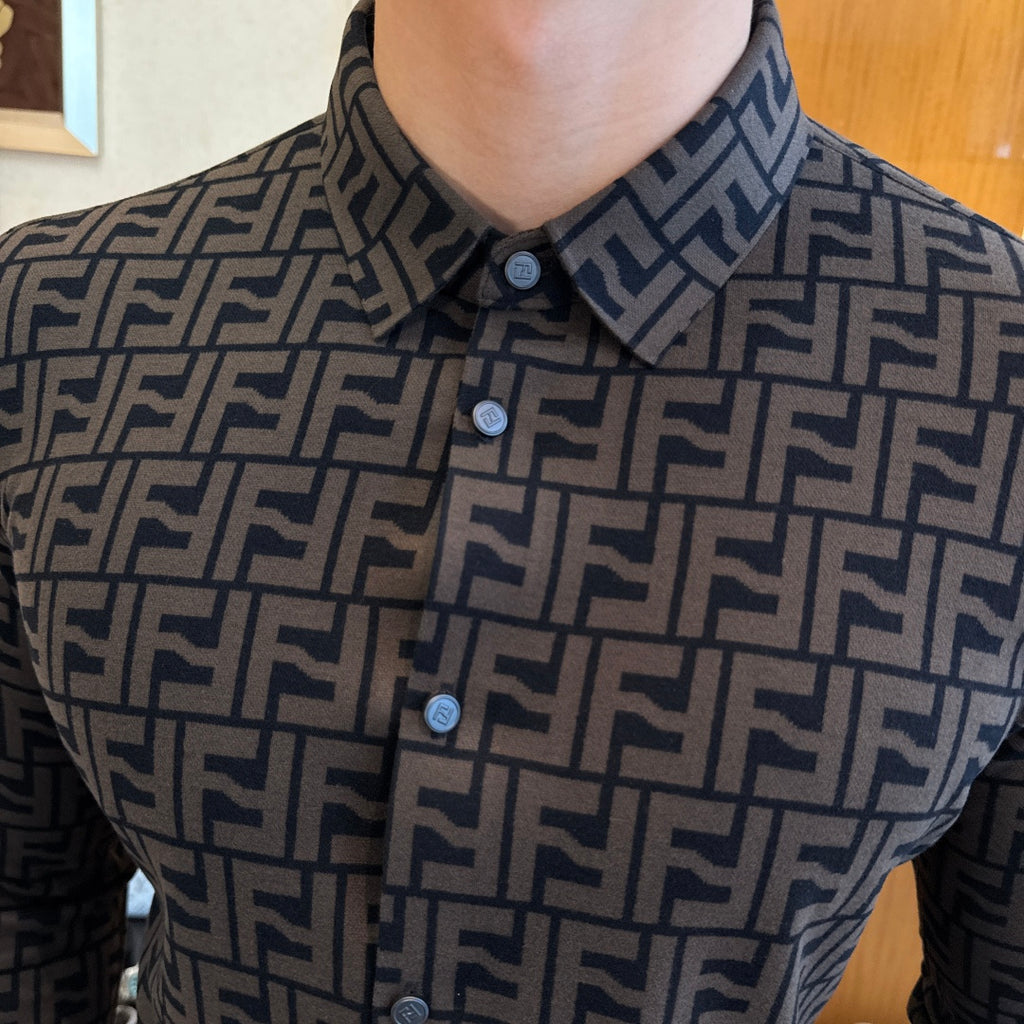 Fendi FF Monogram Pattern Dress Shirt