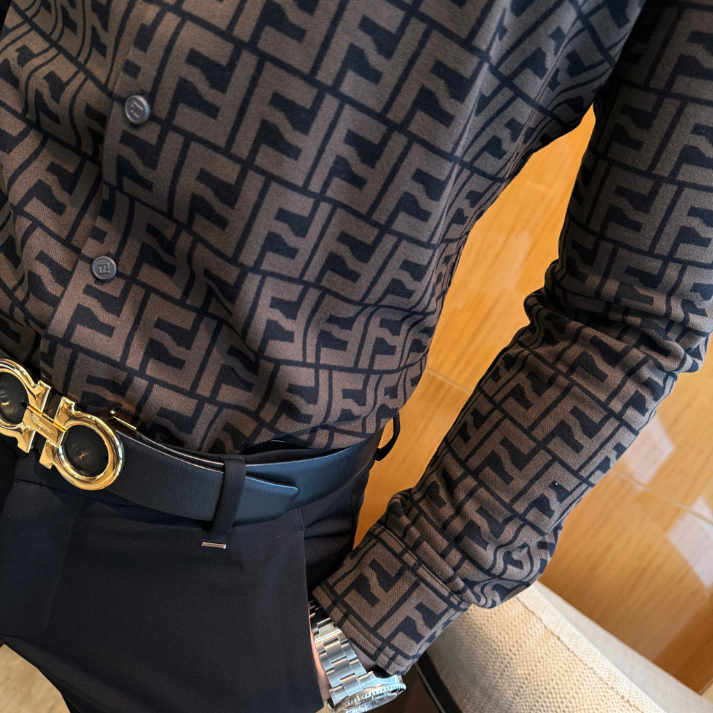 Fendi FF Monogram Pattern Dress Shirt