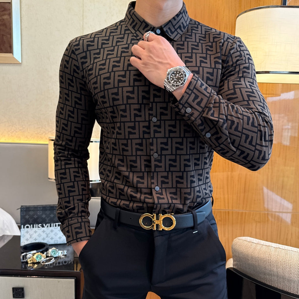 Fendi FF Monogram Pattern Dress Shirt