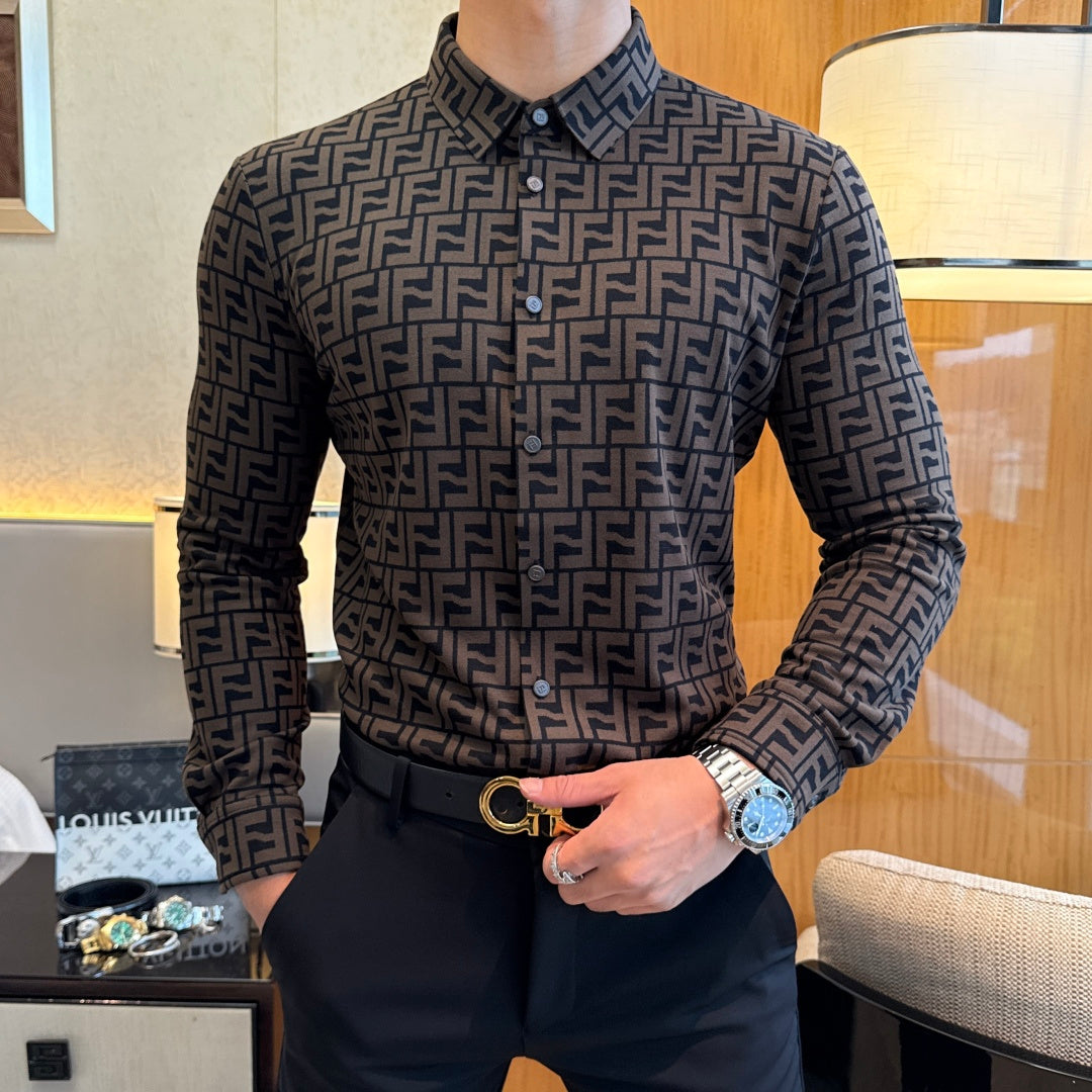 Fendi FF Monogram Pattern Dress Shirt