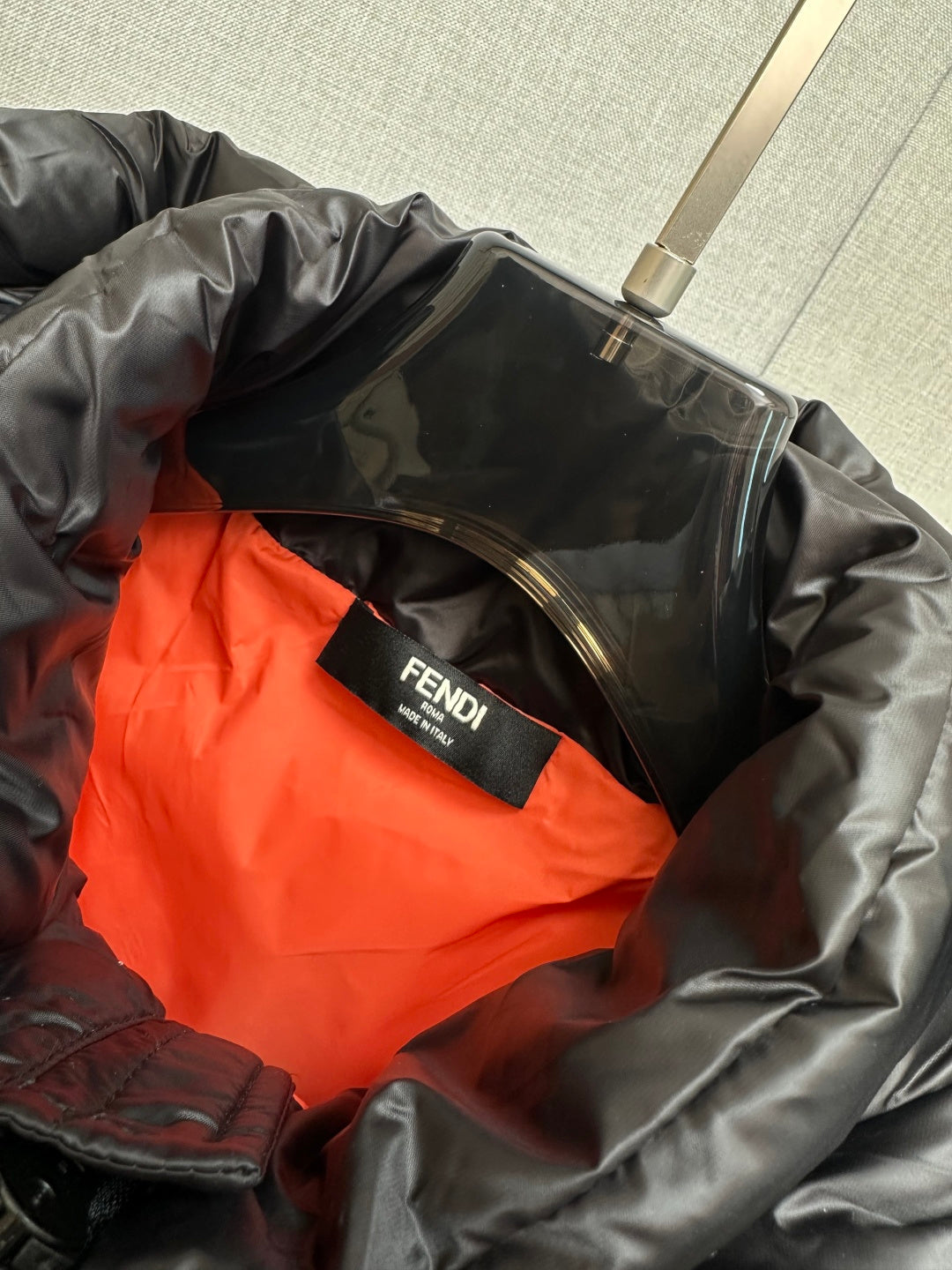 Fendi Logo Patch Puffer Jacket Black