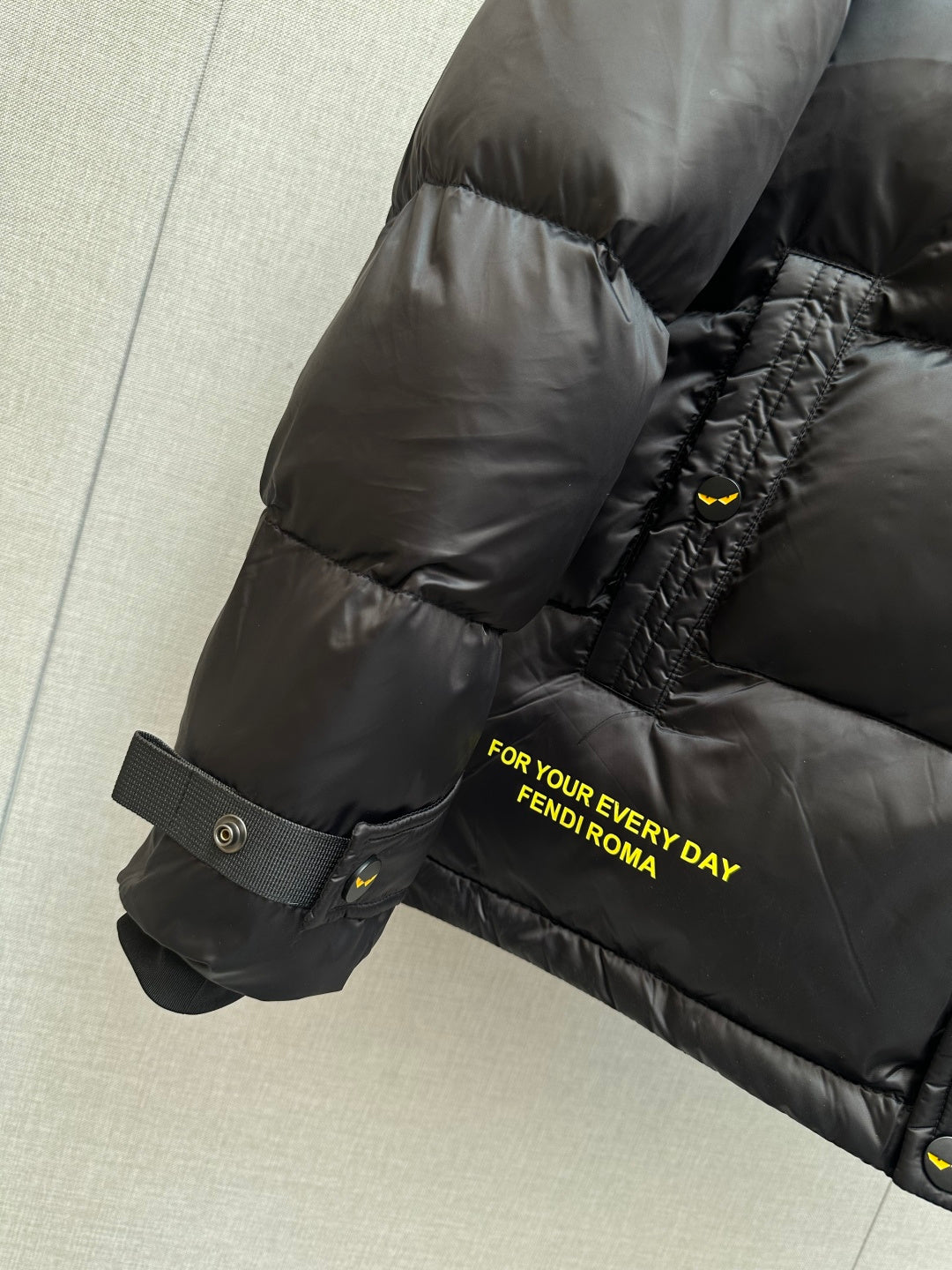 Fendi Logo Patch Puffer Jacket Black