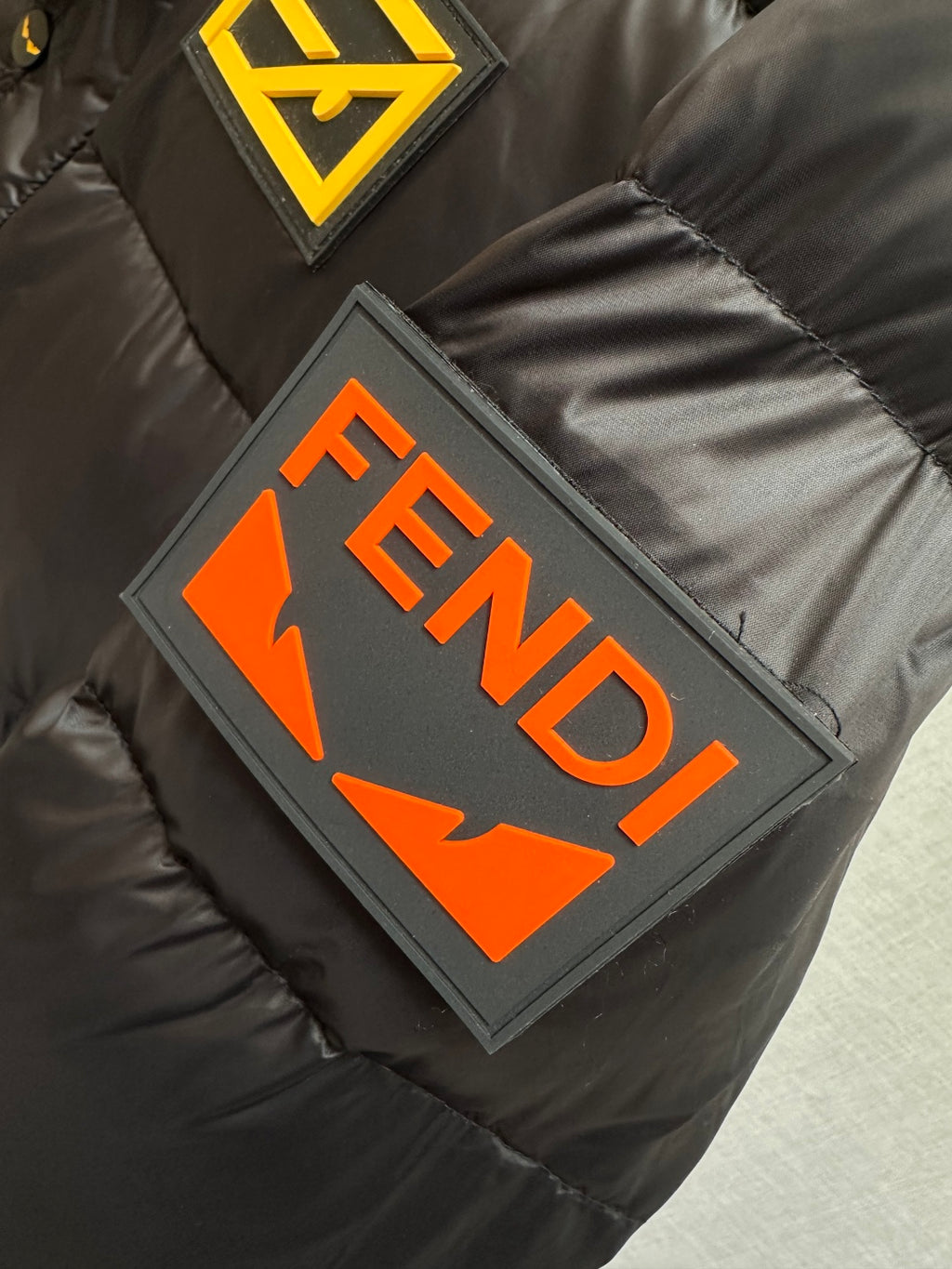 Fendi Logo Patch Puffer Jacket Black