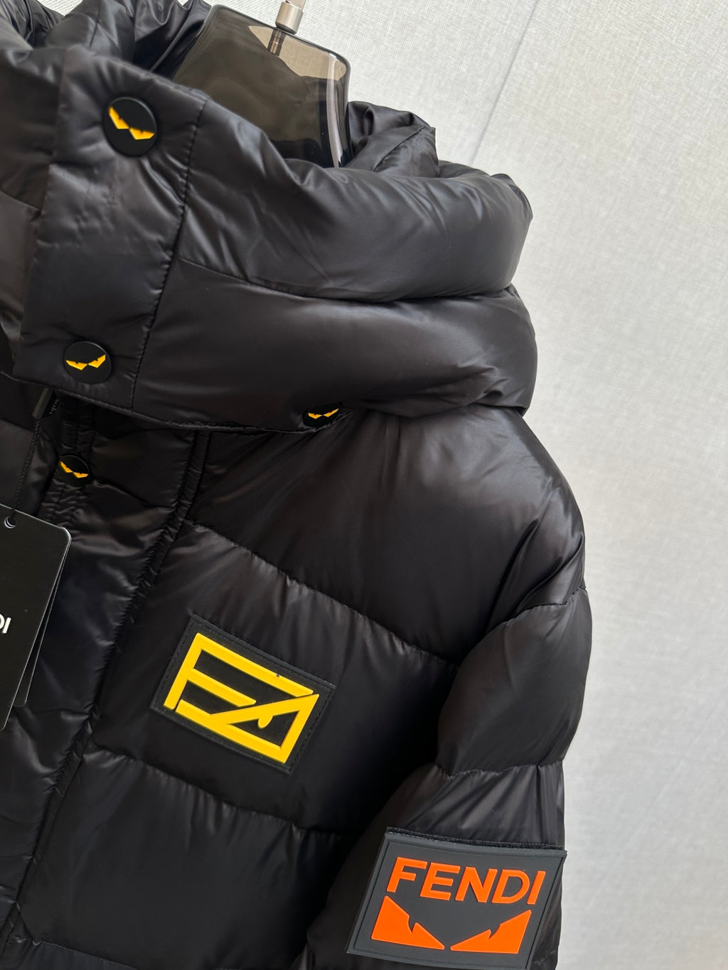 Fendi Logo Patch Puffer Jacket Black